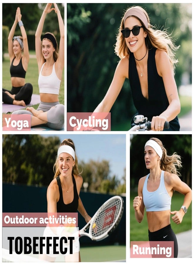 Tobeffect Headbands for Women Non Slip - Fashion Yoga Sports Hair Bands for Women's Hair, Soft Elastic Cotton Cloth Sweat Headbands for Women for Workout Running Daily Black Gray 6PCS - Image 5